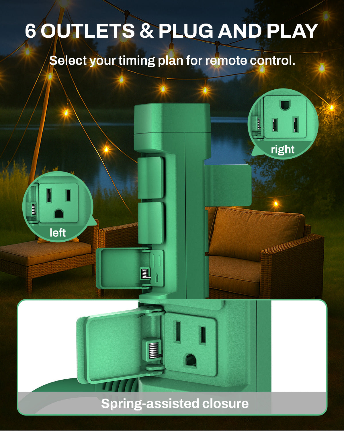 Outdoor Multi Socket Timer Yard Stake with Photocell Countdown Timer BN-LINK - BN-LINK