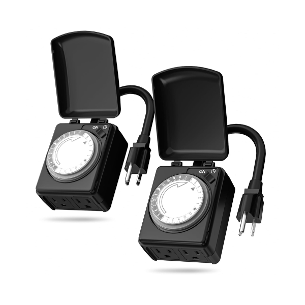 Outdoor Mechanical 24 Hour Programmable Dual Outlet Timer BN-LINK