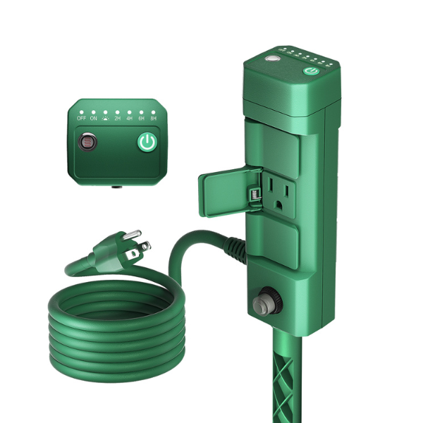 Outdoor Multi Socket Timer Yard Stake with Photocell Countdown Timer BN-LINK