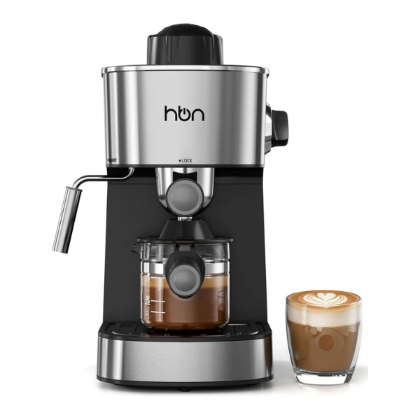 Espresso Machine, 3.5Bar Cappuccino & Latte Maker, 2-4 Cup Stainless Steel Coffee Machine with Milk Frother, 800W Espresso Machine Maker with Steamer, Compact Coffee Maker for Home and Office