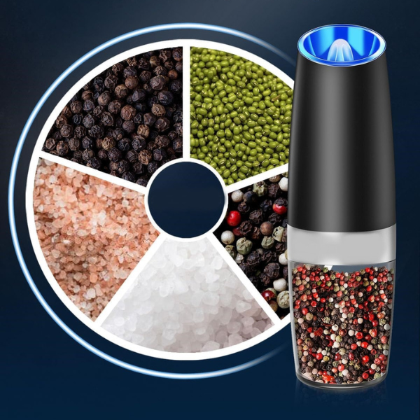 2 Pack Electric Salt and Pepper Automatic Grinder Set 5 Adjustable Coarseness with Blue Led Light Bn-link - BN-LINK