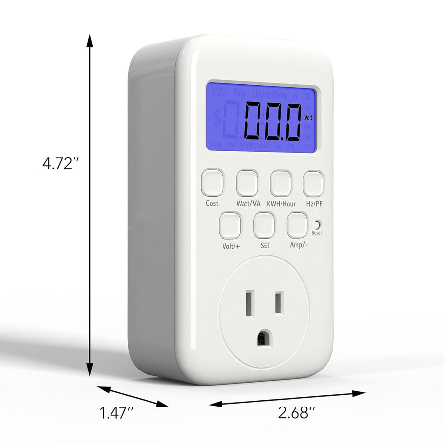 Electricity Usage Monitor LCD Plug in Power Meter Digital Cost HBN