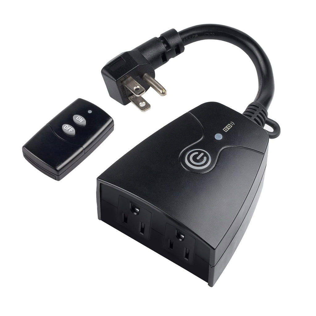 Outdoor Remote Control Dual 3-Prong Outlet Weatherproof Heavy Duty 15