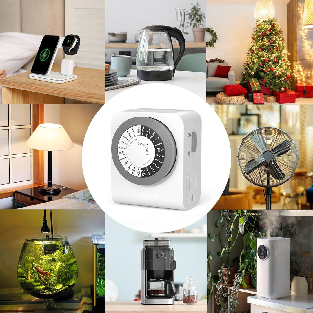 BN-LINK Dual Outlet Timer Meccanico Resistente Da 15 Minuti A 24 Ore A - Foto 6