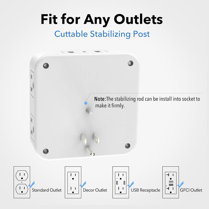 Surge Protector Wall Outlet Extender with 3 USB Ports 8 Outlets BN-LINK - BN-LINK