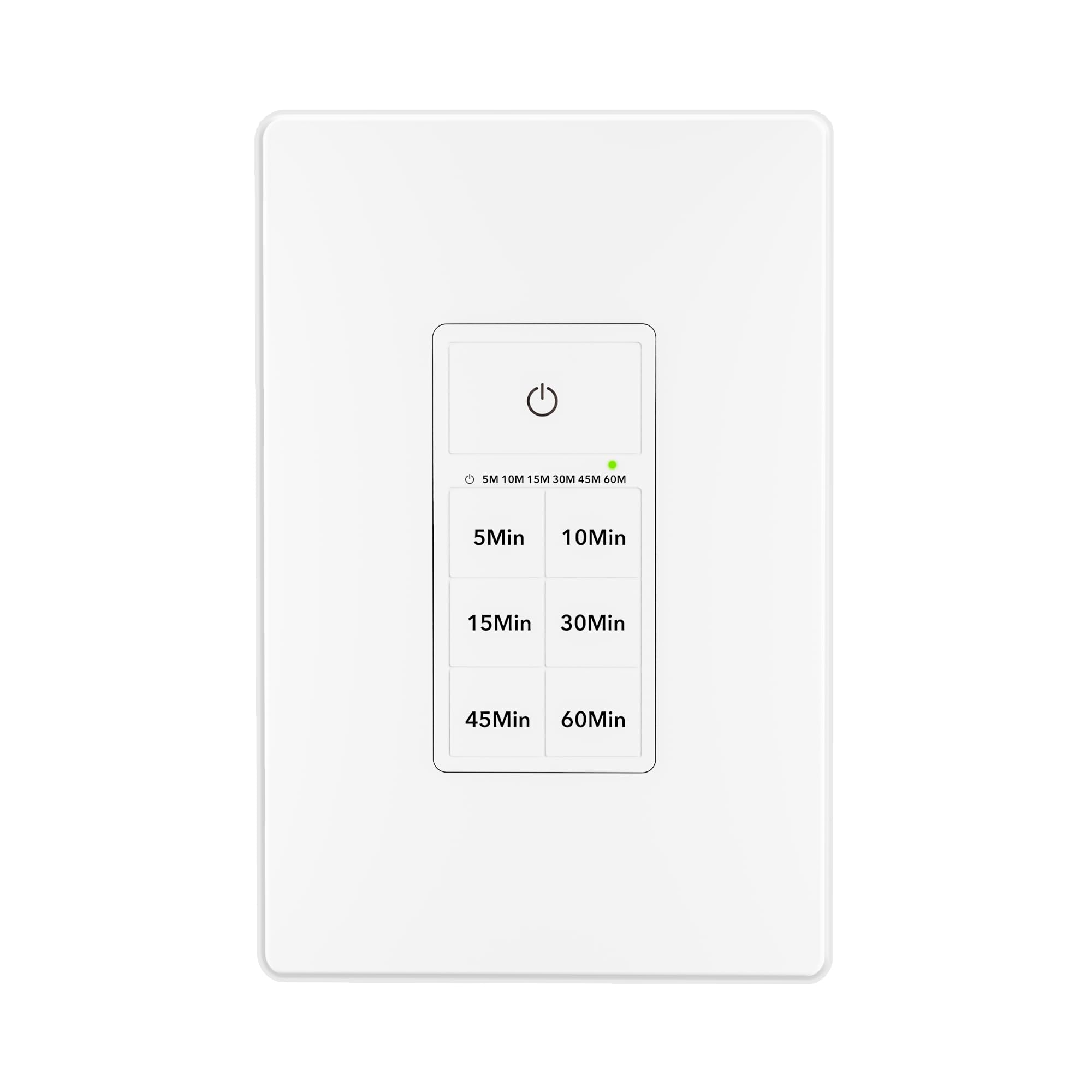 Bn-link Countdown Timer Switch for Exhaust Fan, Bathroom Fan Light Switch Timer Indoor with Push Button 5-10-15-30-45-60Mins, Wall Timer Light Switch, image size:2000x2000