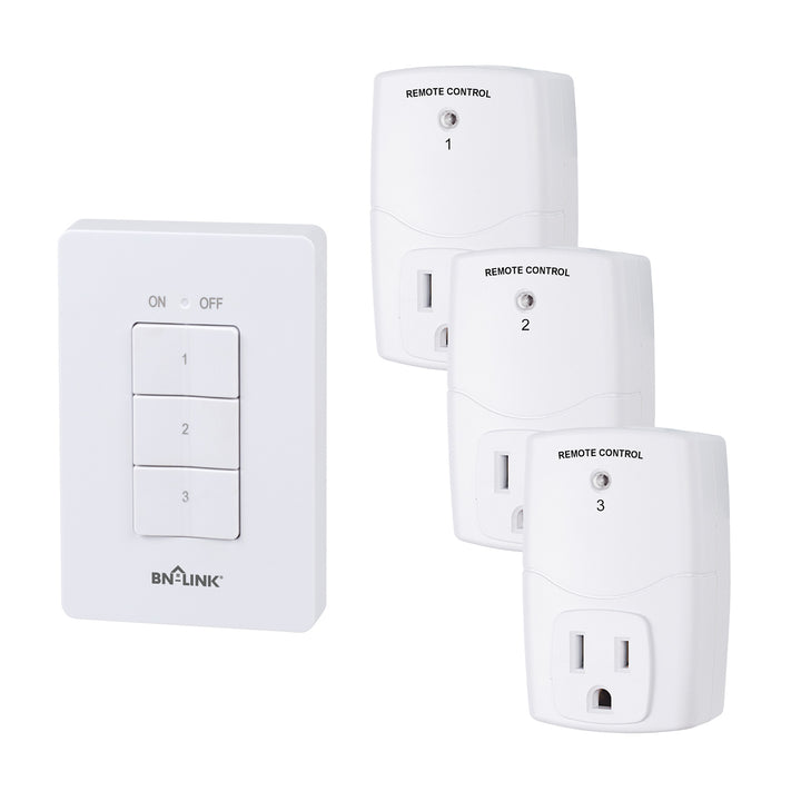 Mini Wireless Wall-Mounting Remote Control Outlet 3 Outlets BN-LINK - BN-LINK