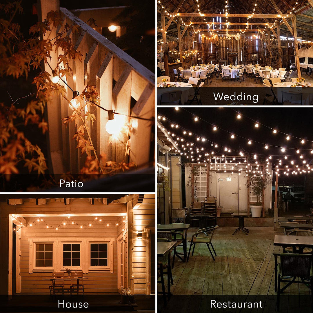 100ft Outdoor Incandescent String Lights, 102 G40 Bulbs (2 Spare) 5W 2200K BN-LINK - BN-LINK