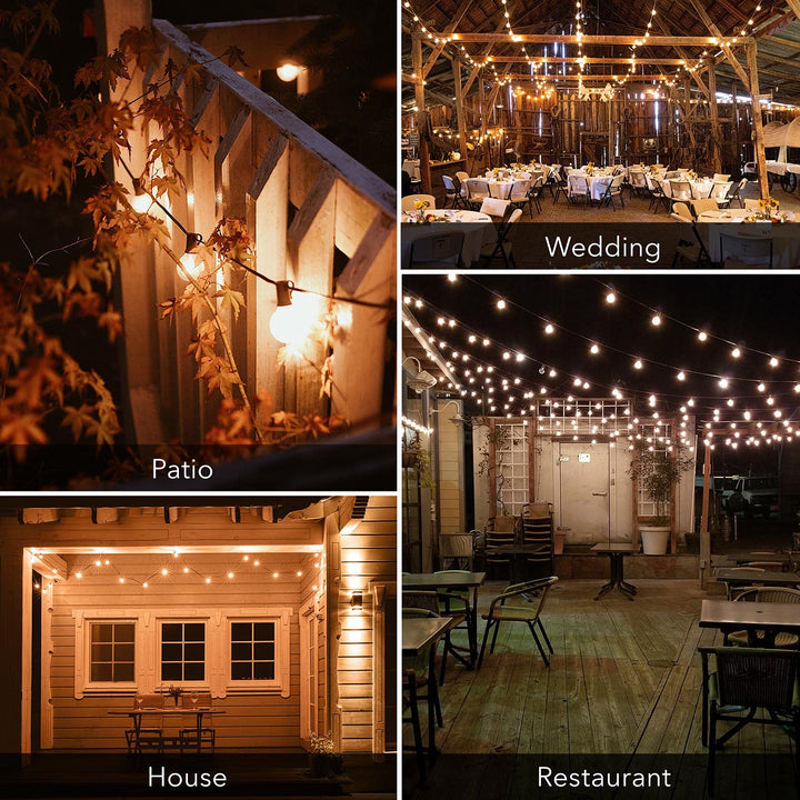 100ft Outdoor Incandescent String Lights, 102 G40 Bulbs (2 Spare) 5W 2200K BN-LINK - BN-LINK
