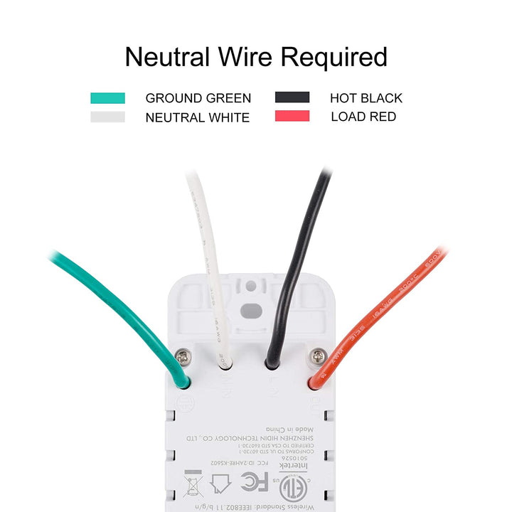 WiFi Smart in-Wall Light Switch with Timer Function Compatible with Alexa and Google Assistant (4 Pack) BN-LINK - BN-LINK