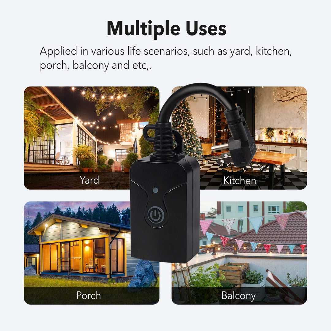 BN-LINK Smart WiFi Heavy Duty Outdoor Outlet, Timer and Countdown Function,  No Hub Required for Outdoor Lights, Compatible with Alexa and Google