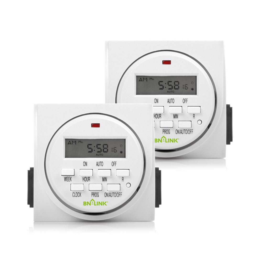 BN-LINK 7 Day Heavy Duty Digital Programmable Timer Fd60 U6 115V 60Hz Dual Outlet for Lamp Light Fan Security UL Listed(2 Pack)