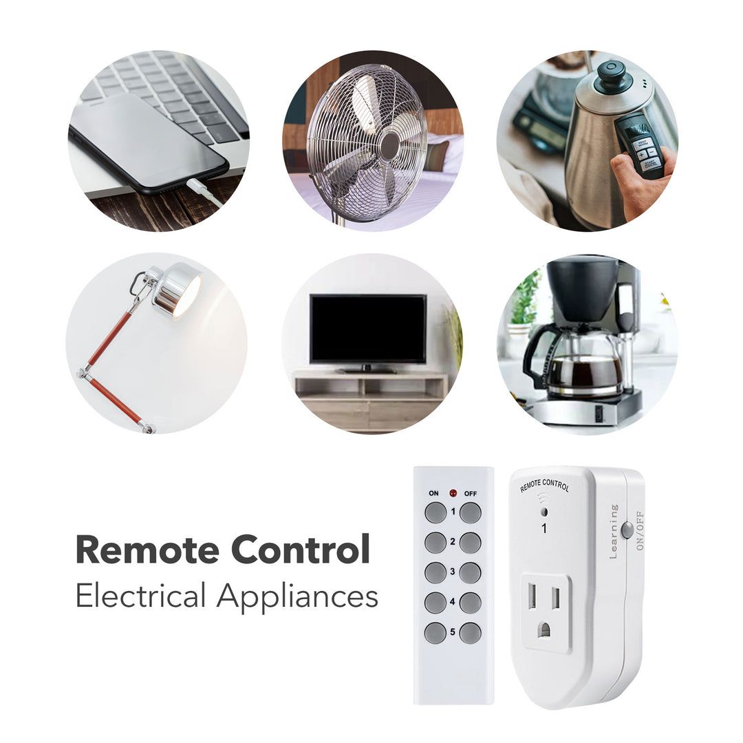 Mini Wireless Remote Control Outlet Switch Power Plug (2 Remotes+5 Outlets)  BN-LINK