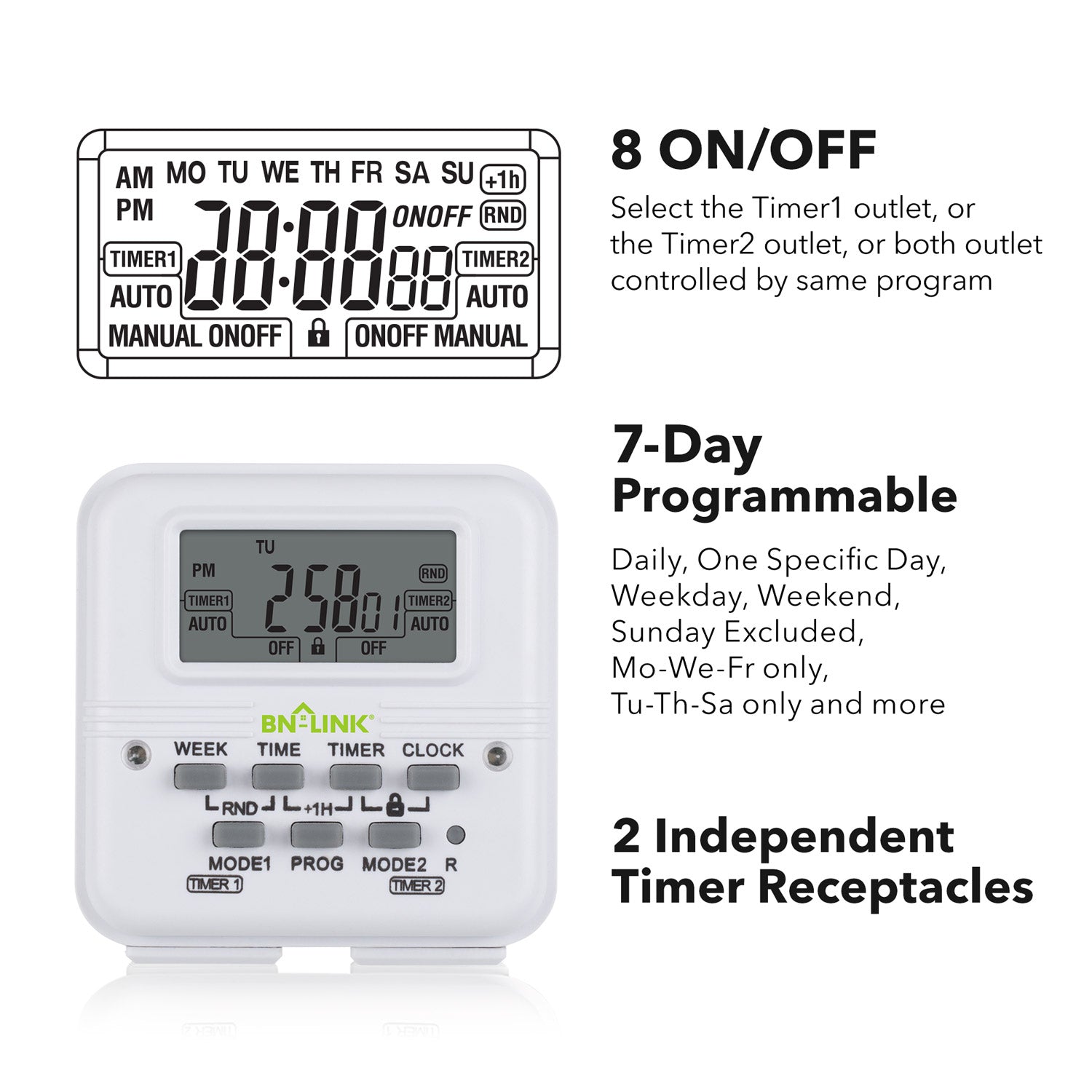 7 Day Heavy Duty Digital Programmable Timer BN-LINK - BN-LINK