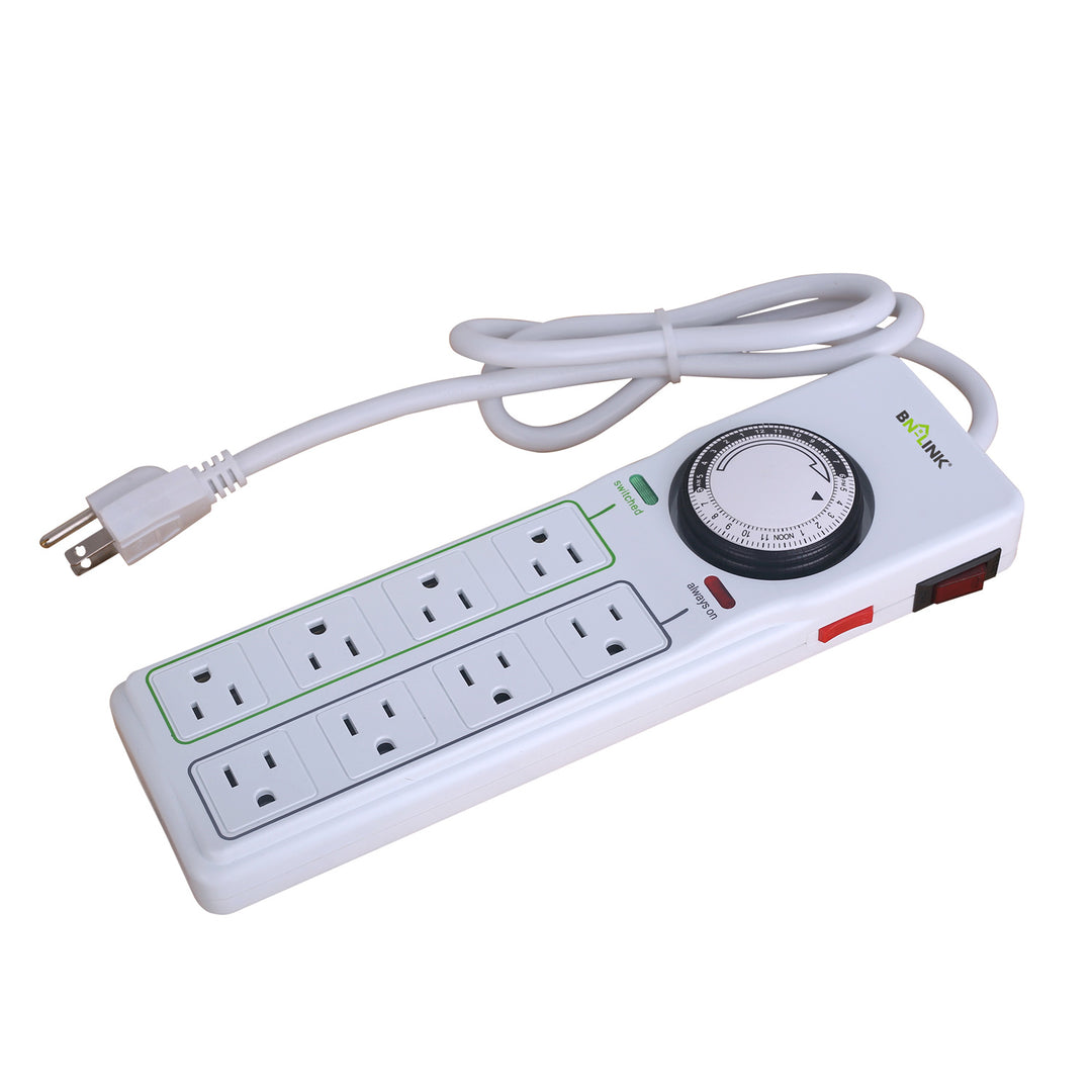 DEWENWILS Mechanical Timer Power Strip with 8 Outlets, Flat Plug
