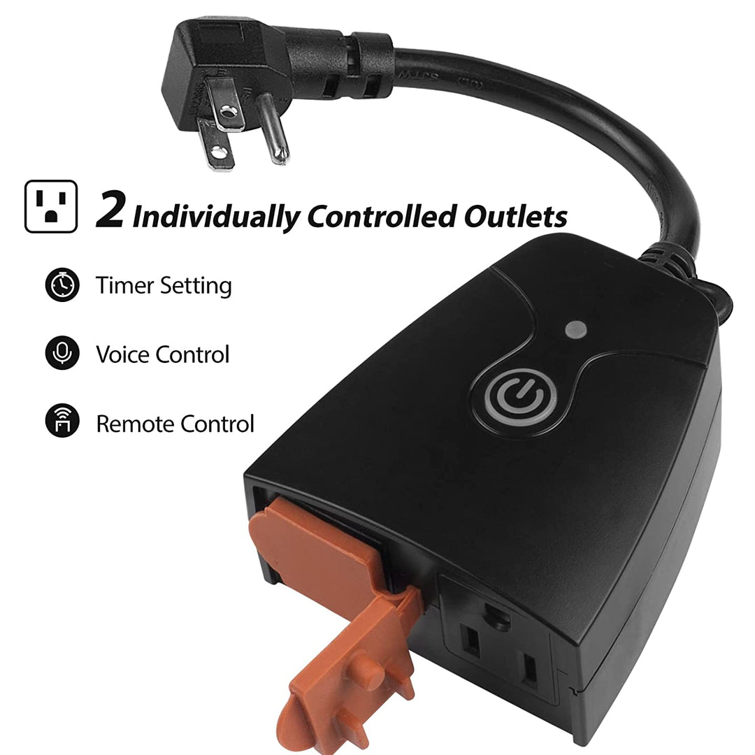 Dual-outlest Smart Dimmer Plug Outdoor Waterproof (US Version