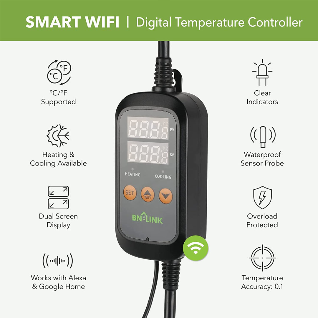 Smart WiFi Digital Temperature Controller Heating Cooling Works with Alexa and Google Home BN-LINK - BN-LINK