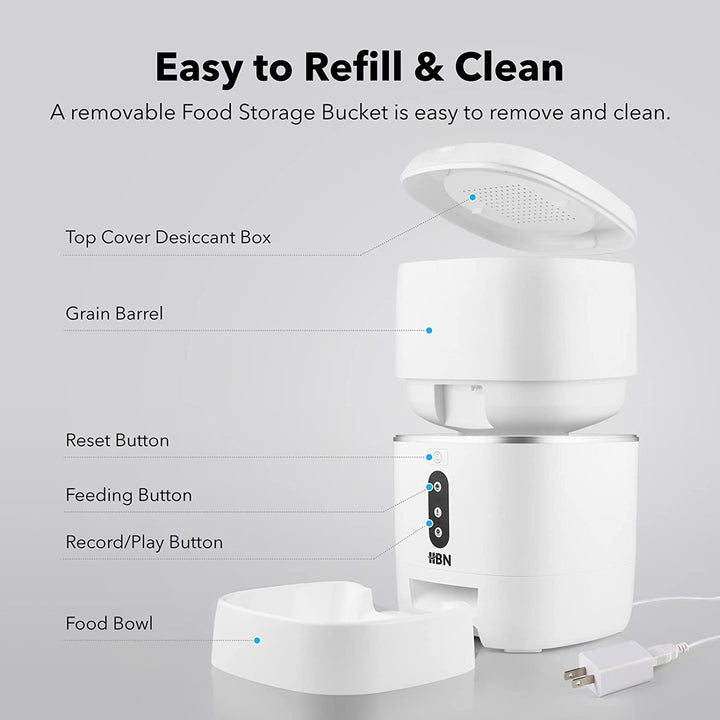 Smart Pet Feeder 6L Auto Food Dispenser for Cat Dogs App Control HBN - BN-LINK