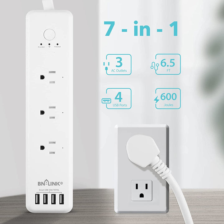 Smart Wifi Power Strip Compatible with Alexa Google Home Surge Protector BN-LINK - BN-LINK