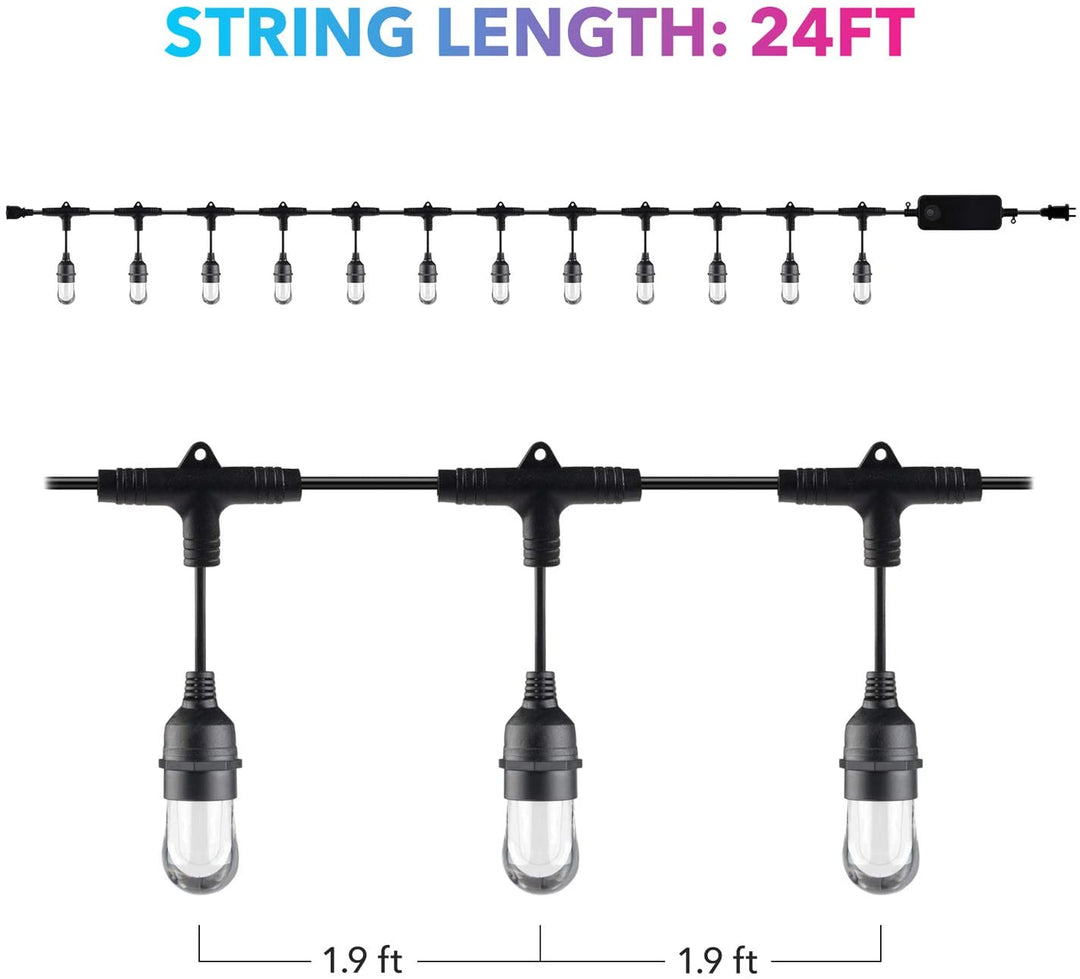 Smart Outdoor Patio Lights RGB Color & White LED Smart String Light-24ft BN-LINK - BN-LINK