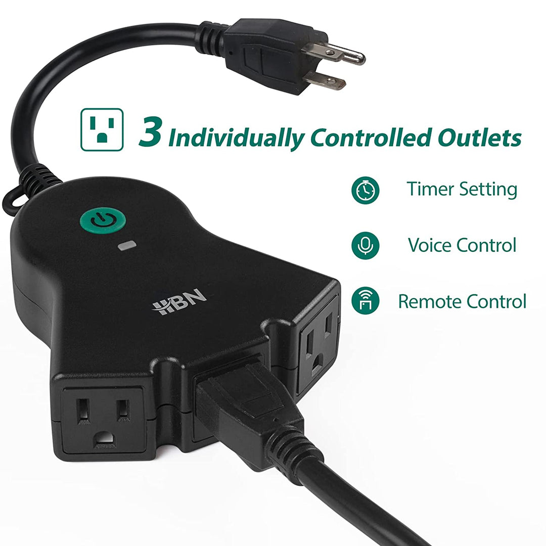 Outdoor Smart Plug Wi-Fi Heavy Duty Outlet with 3 Independent Outlets Compatible Function BN-LINK - BN-LINK