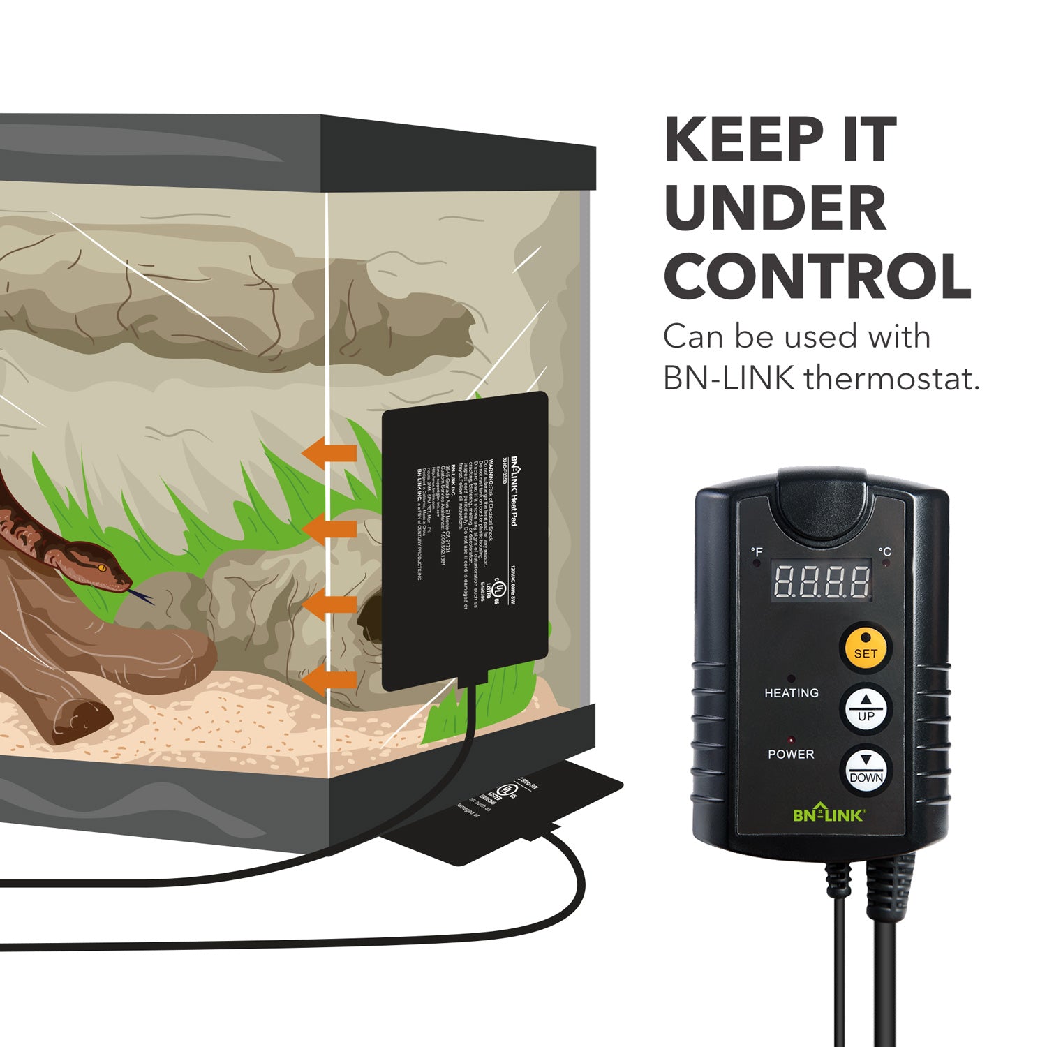 Pet Heating Pad Electric Indoor Waterproof for Reptiles, 6" x 8" inch BN-LINK - BN-LINK