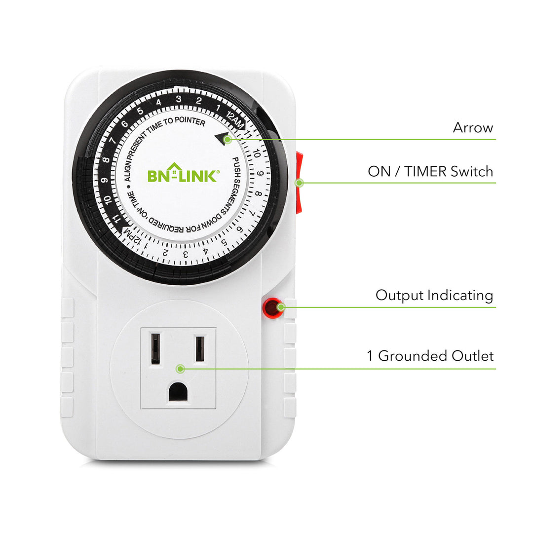 iPower Indoor Mini 24-Hour Mechanical Outlet Timer, 3-Prong, 10-Pack 