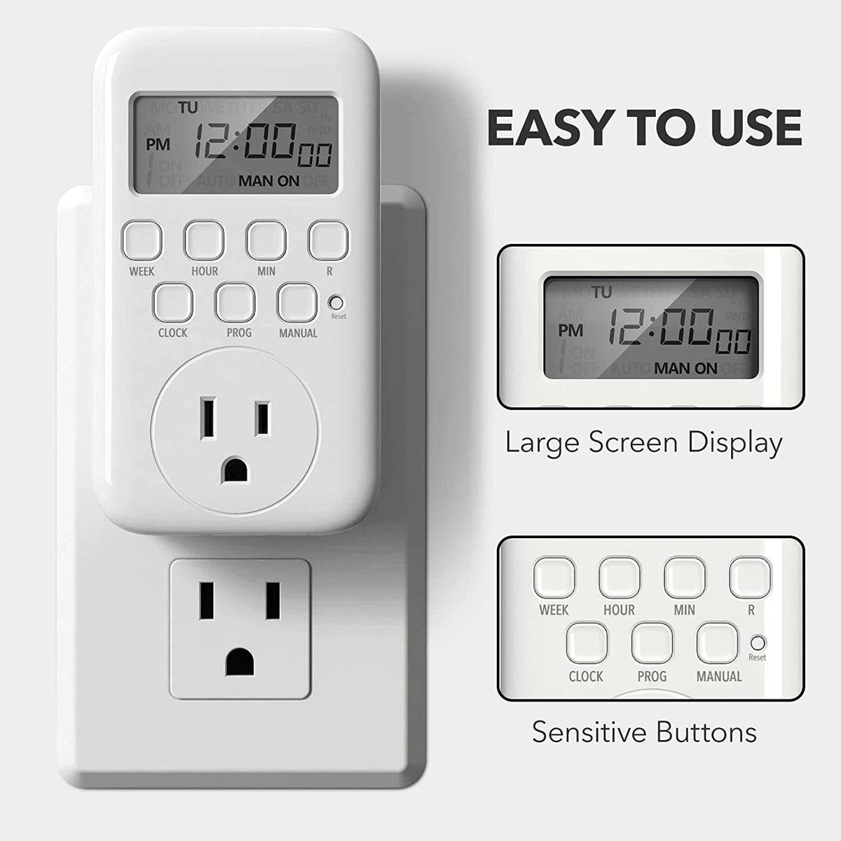 Digital Outlet 7 Day Heavy Duty Programmable 3-Prong Grounded BN-LINK