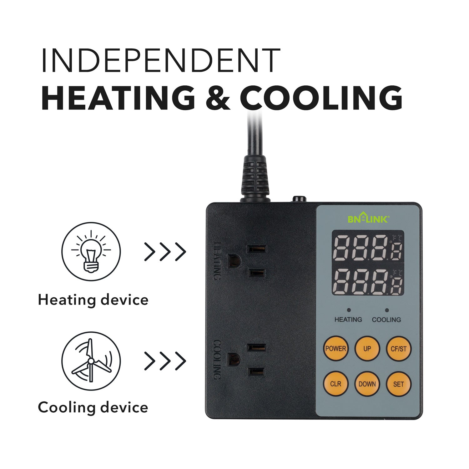 Digital Heating and Cooling Professional Thermostat Controller -40-176°F 15A/1875W BN-LINK - BN-LINK