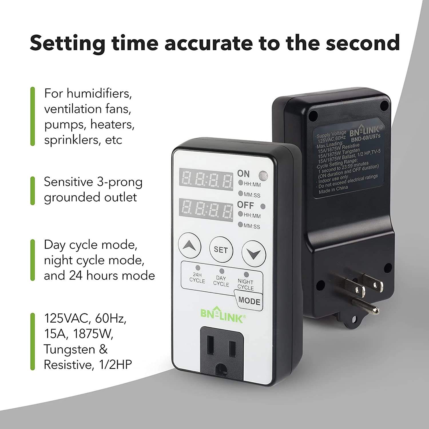 Digital Timer Outlet Short Period Repeat Cycle Intermittent Interval Timer Programmable BN-LINK - BN-LINK