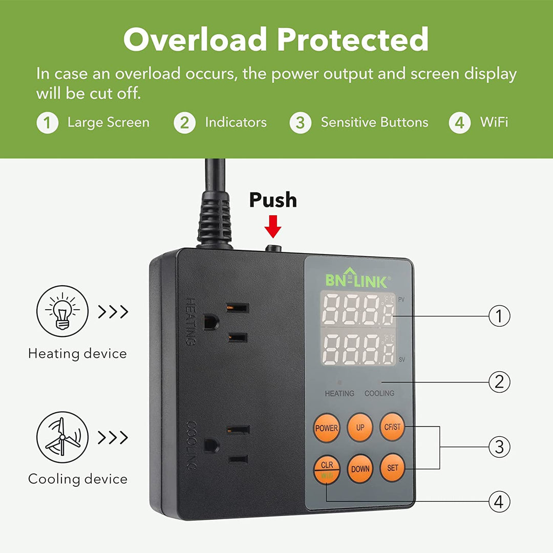 Digital Heat Mat Thermostat Controller 40-108°F BN-LINK - BN-LINK