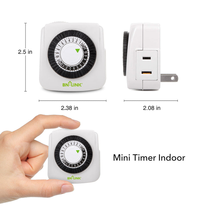 Mini Indoor 24-Hour Mechanical Outlet Timer 2Pack BN-LINK - BN-LINK