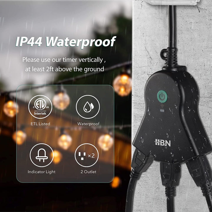 Outdoor Smart Plug Wi-Fi Heavy Duty Outlet with 3 Independent Outlets Compatible Function BN-LINK - BN-LINK