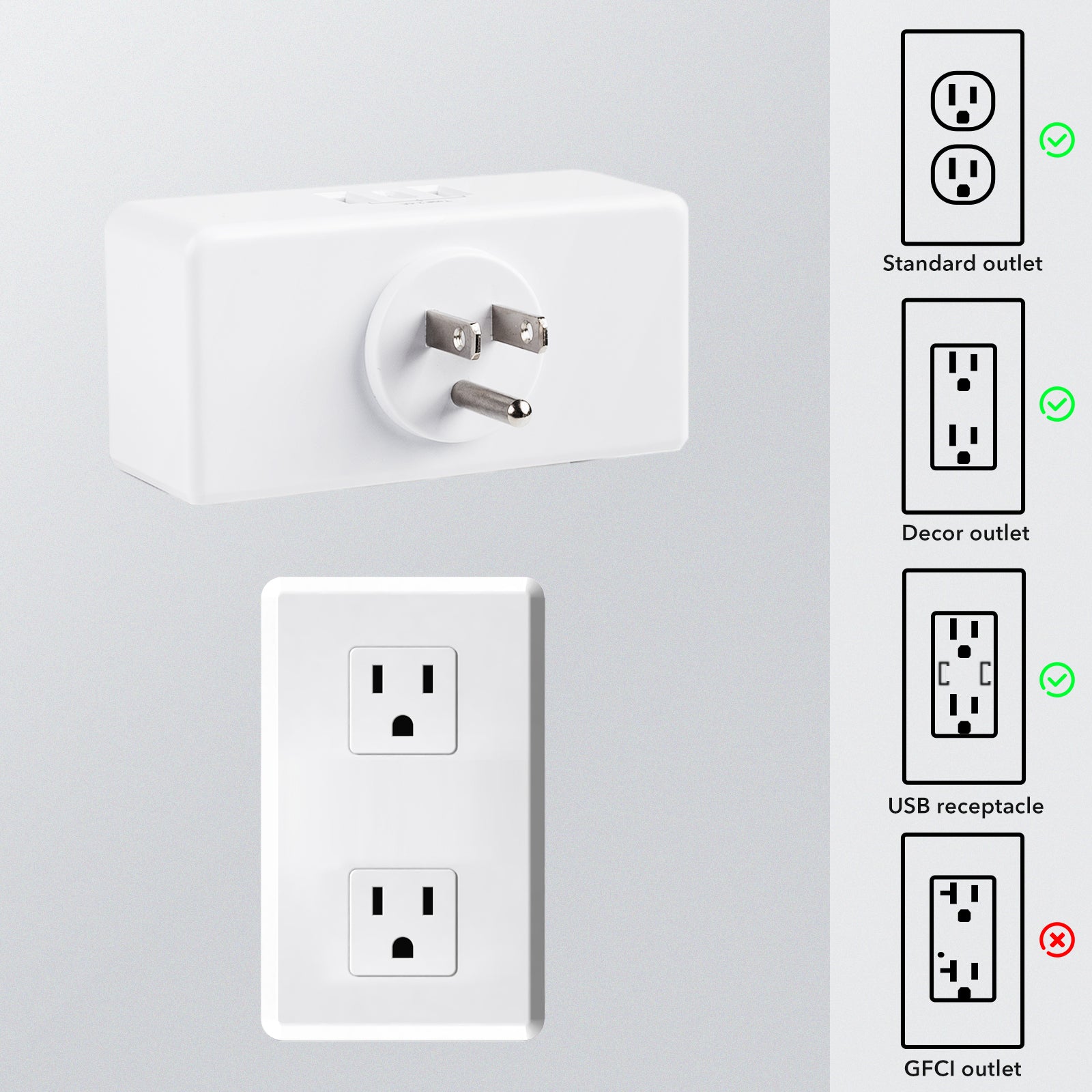 Multi Plug Outlet Extender with 2 USB A 1 USB C(5V,2.4A) Plug BN-LINK - BN-LINK