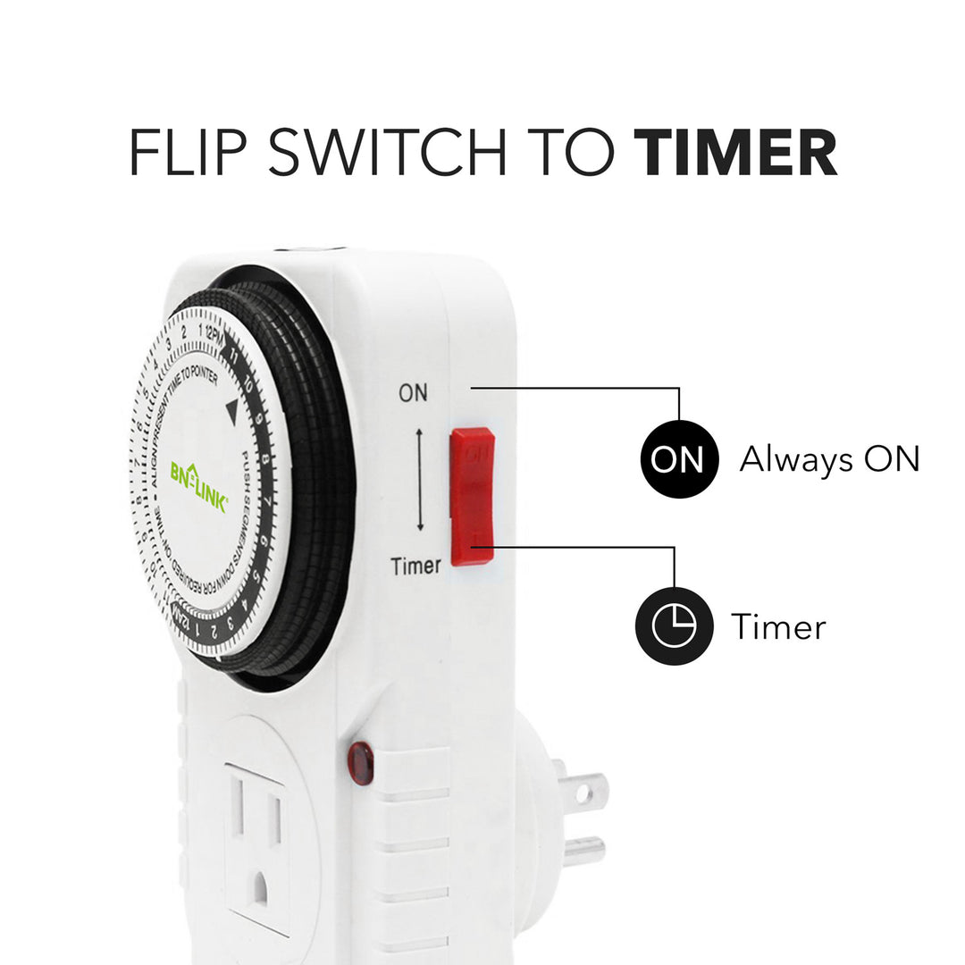 24 Hour Plug-in Mechanical Timer Grounded 2 Pack BN-LINK - BN-LINK