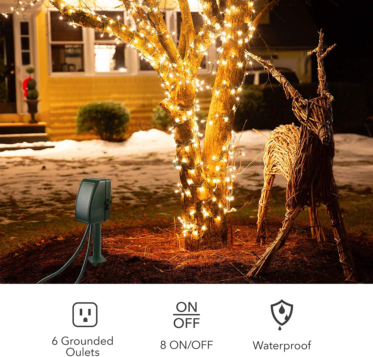 7 Day Heavy Duty Outdoor Digital Stake Timer 6 Outlets BN-LINK - BN-LINK