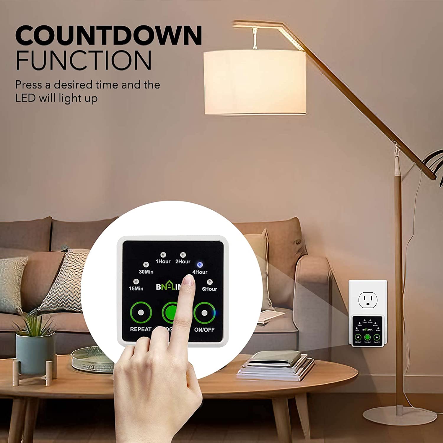 Digital Countdown Timer Repeat Cycle with 3-Prong Grounded Outlet BN-LINK - BN-LINK