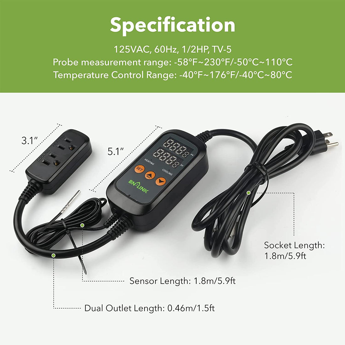 Smart WiFi Digital Temperature Controller Heating Cooling Works with A