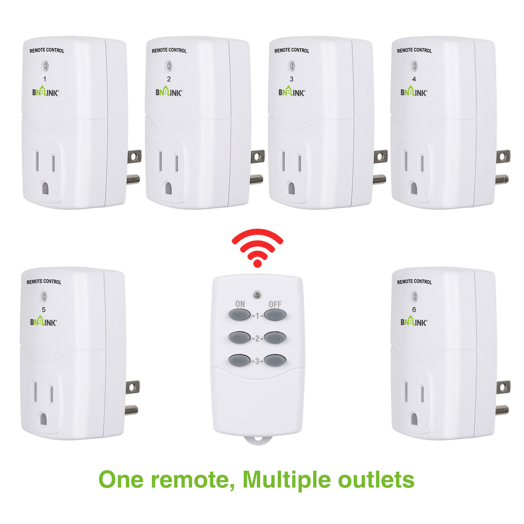 BN-LINK Wireless Remote Control Electrical Outlet Switch Indoor 3 Pack and  WiFi Bundle 