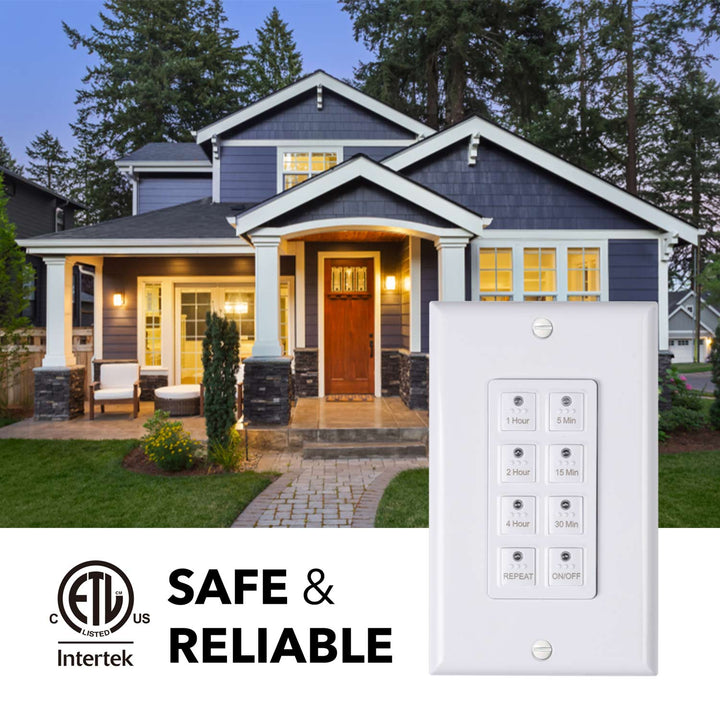 Countdown Digital In-wall Timer Switch 5-15/30/60mins, 2-4h, Free Plate BN-LINK - BN-LINK