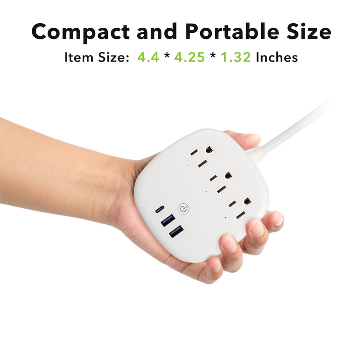 Power Strip with 3 Outlet & 3 USB - 6 FT Cord with Low Profile Flat Plug BN-LINK - BN-LINK