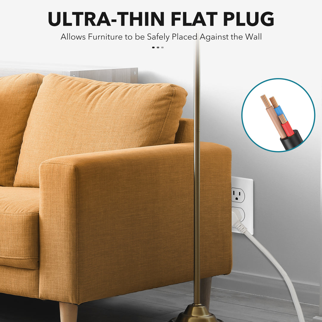 Flat Plug Power Strip with 2 AC Outlets 2 USB A and 1 USB C Ports(5V,2.4A) BN-LINK - BN-LINK
