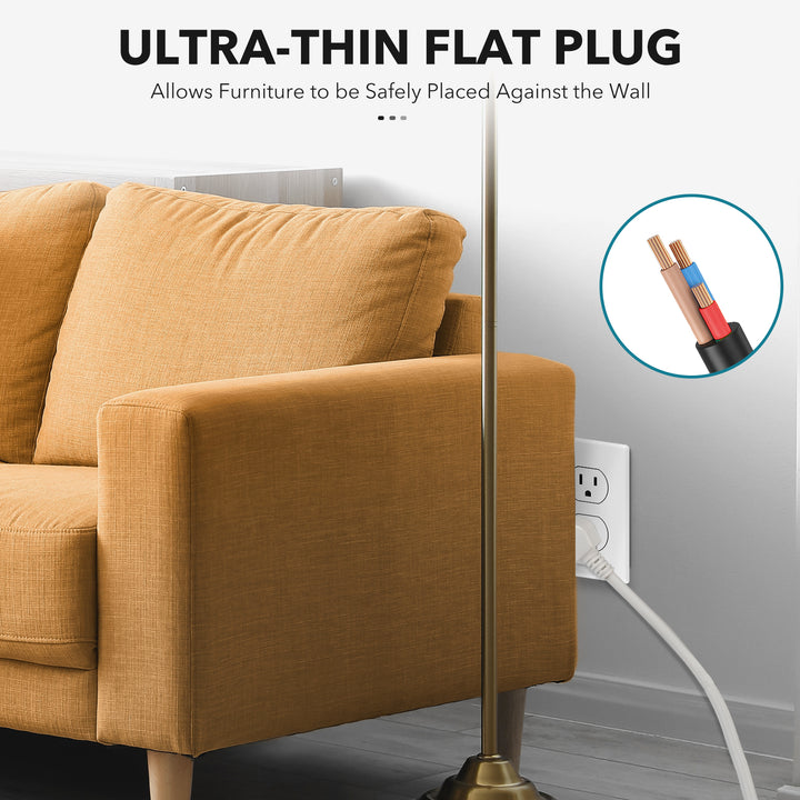 Flat Plug Power Strip with 2 AC Outlets 2 USB A and 1 USB C Ports(5V,2.4A) BN-LINK - BN-LINK