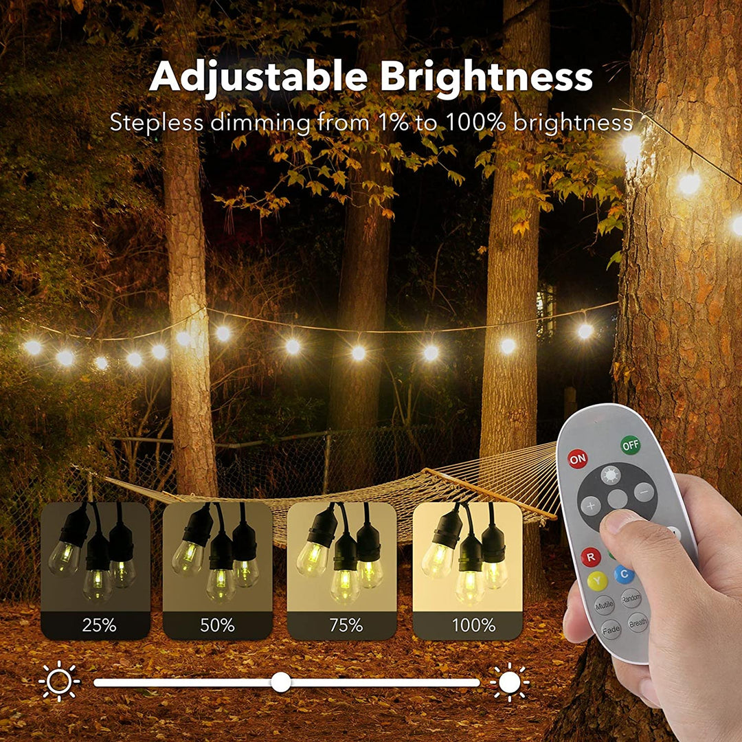 48ft Outdoor String Lights RGBW-Remote Controlled Multicolor, 15 LED S14 Bulbs BN-LINK - BN-LINK