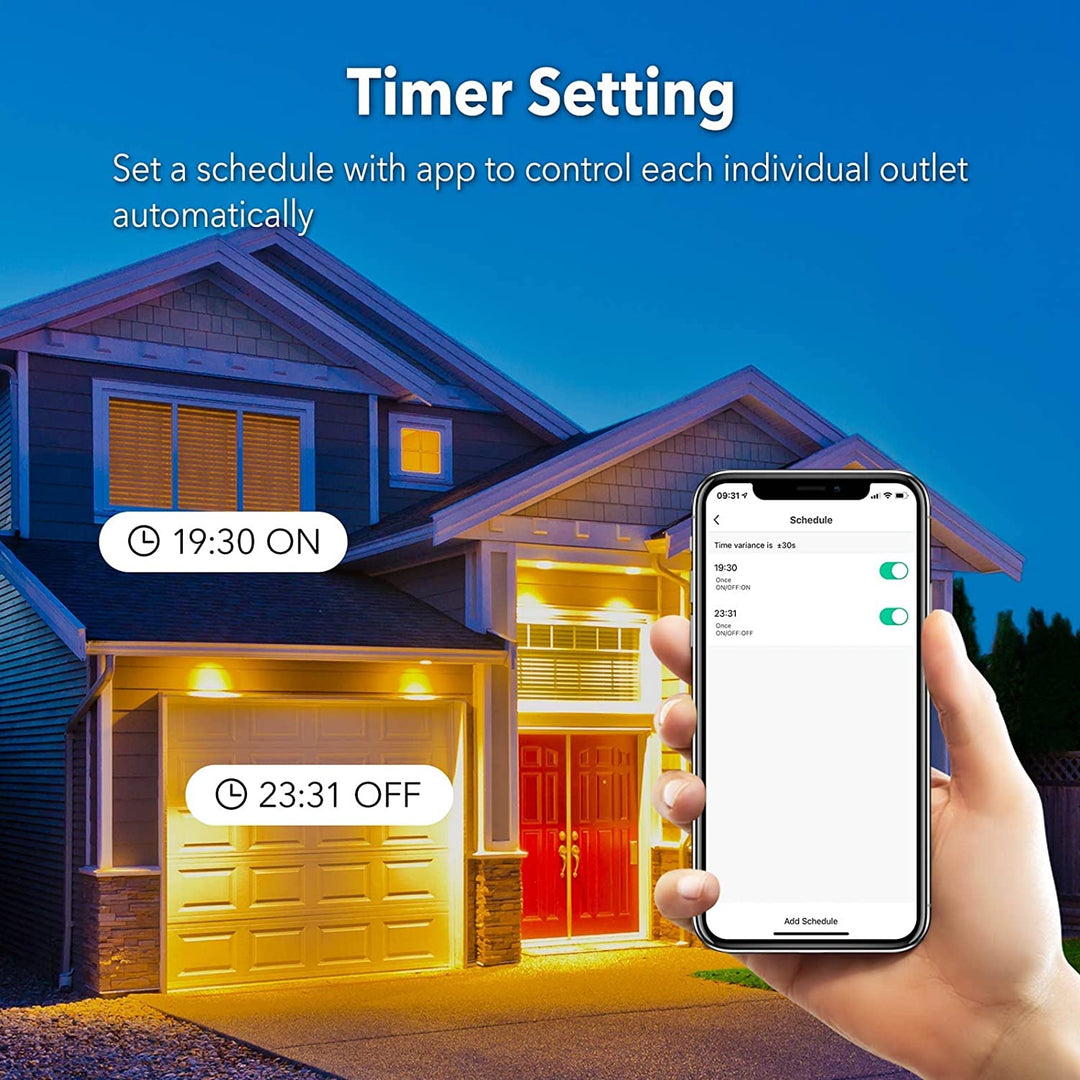 BN-LINK Heavy Duty Dual Outlet Outdoor Smart WiFi Plug Timer Outlet Switch,  Compatible with Alexa and Google Assistant 2.4 GHz Network only 