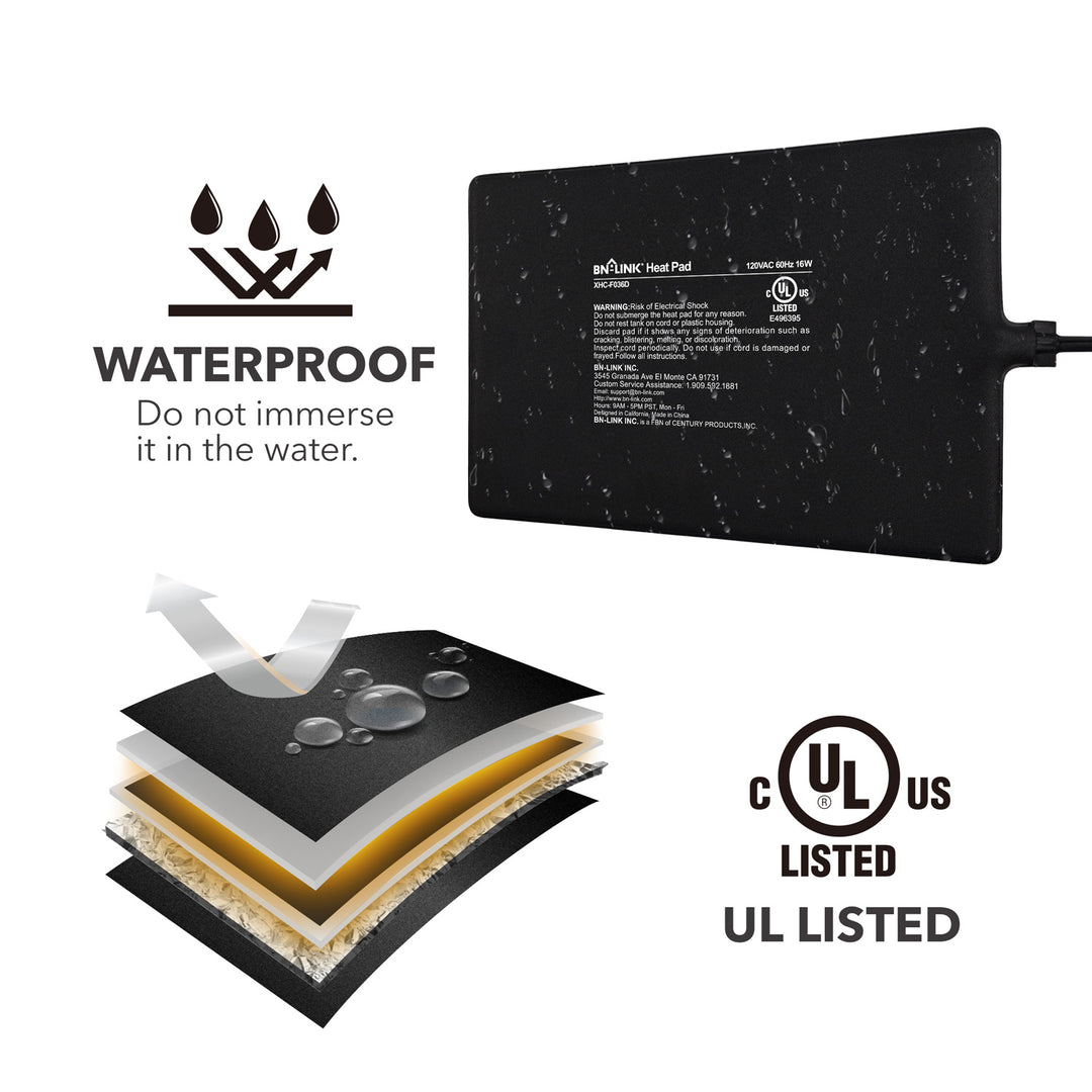 Pet Heating Pad Electric Indoor Waterproof for Reptiles, 8" x 12" inch BN-LINK - BN-LINK