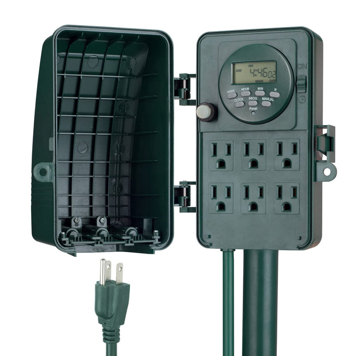 7 Day Heavy Duty Outdoor Digital Stake Timer 6 Outlets BN-LINK - BN-LINK