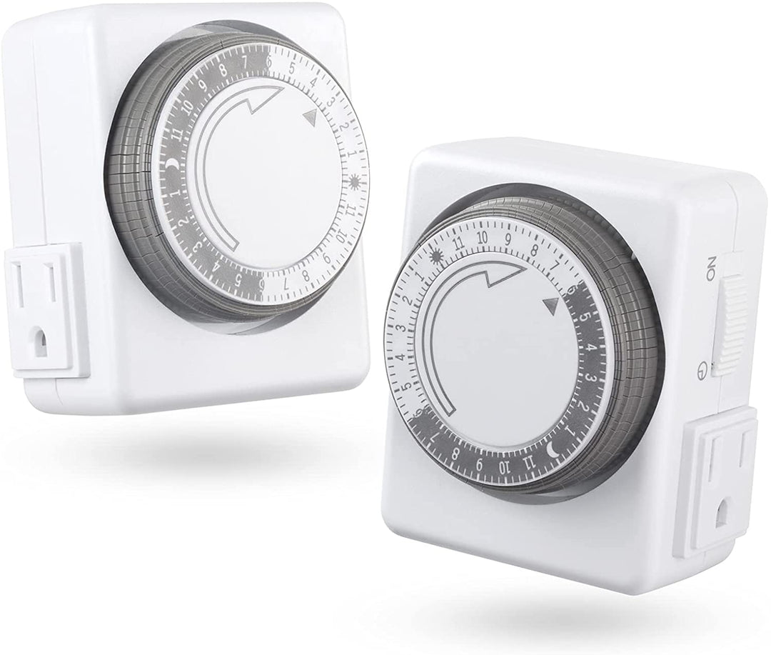 BN-LINK Indoor 24-Hour Mechanical Outlet Timer 3 Prong 2-Pack