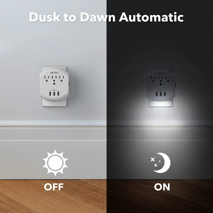 Multi Plug USB Wall Outlet Surge Protector with 3 Outlets, 3 USB Charging Ports BN-LINK - BN-LINK