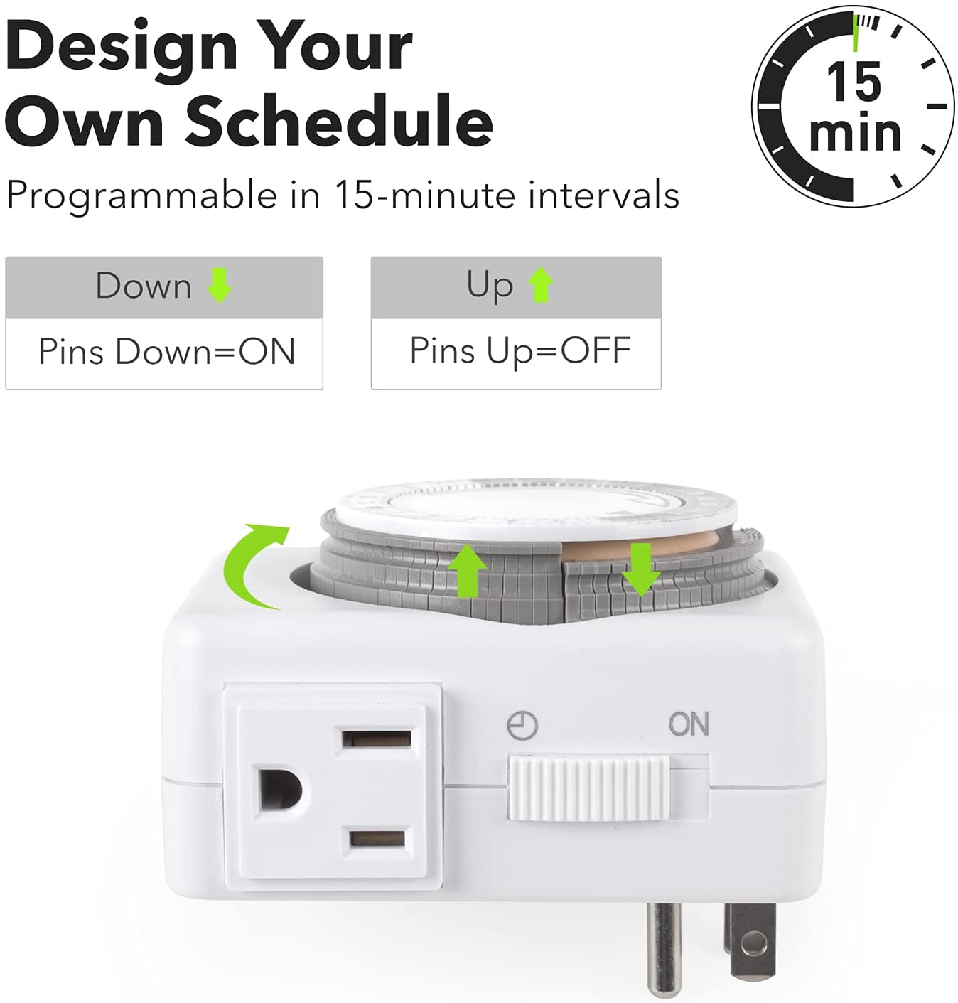 Indoor Timer-24 Hour Plug-in Dual Mechanical Heavy Duty Daily On/Off Cycle (2 PACK) BN-LINK - BN-LINK